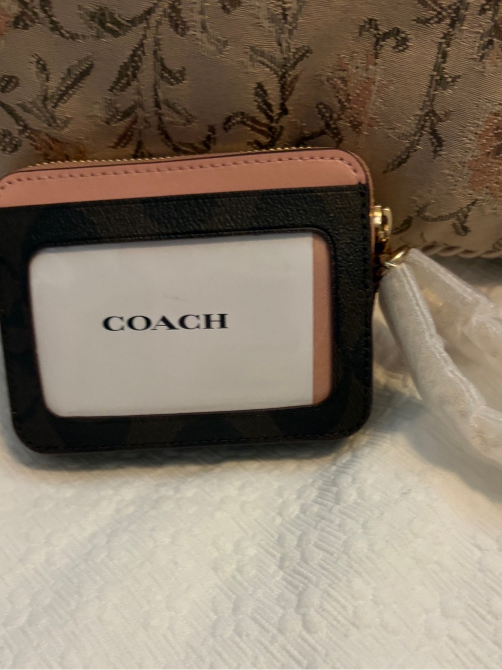 Coach Brown/Shell PinkSignature Card Case - Picture 3 of 6